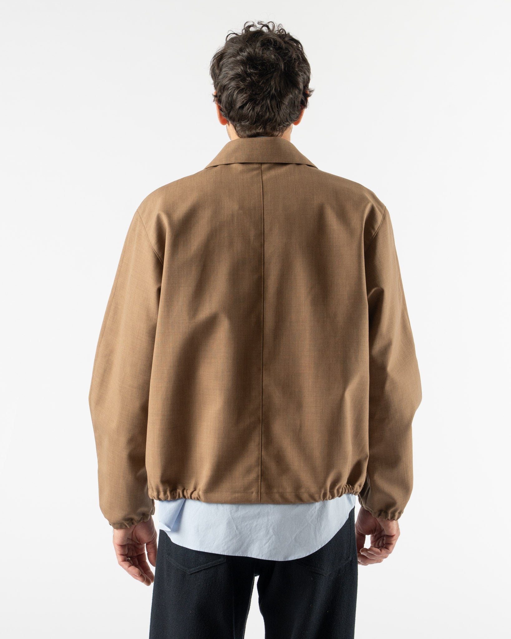 Auralee Bonded Tropical Wool Zip Blouson in Top Brown