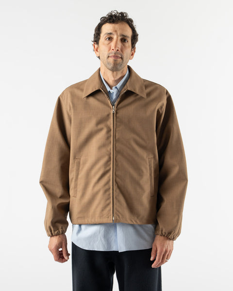 Auralee Bonded Tropical Wool Zip Blouson in Top Brown Curated at