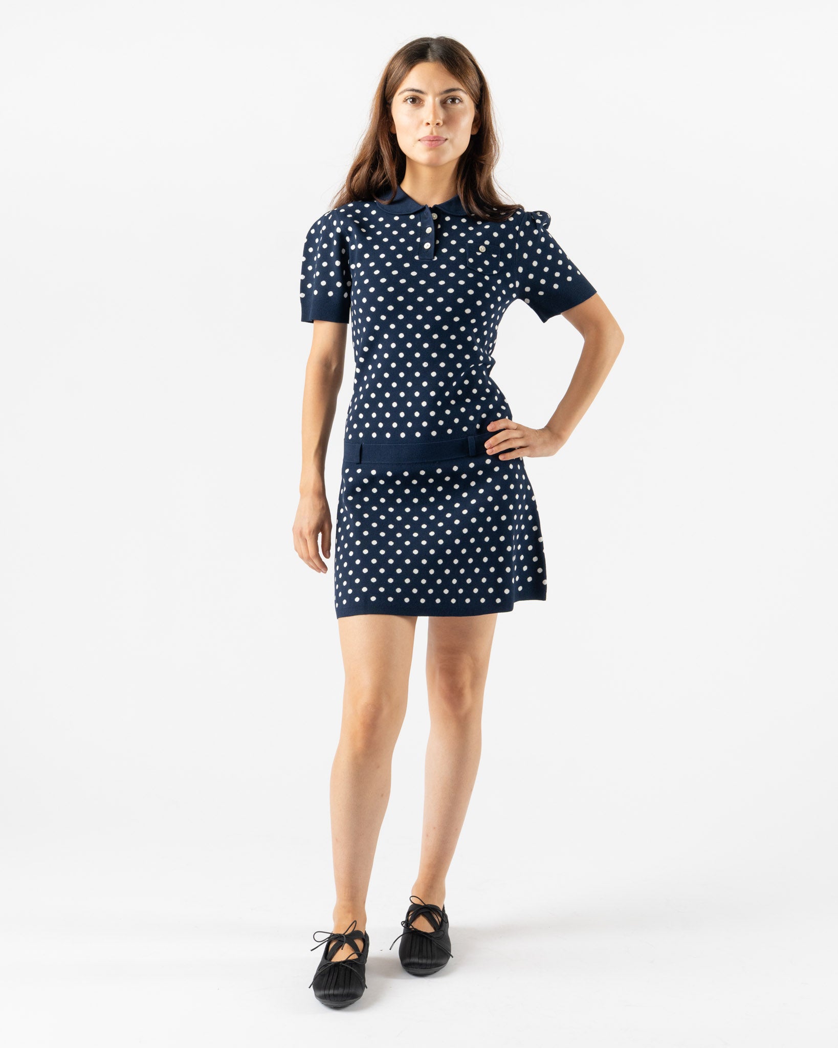 Sandy Liang Tumi Sweater Dress in Navy Multi