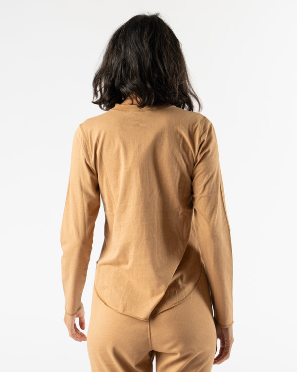 Ichi Antiquités Undyed Henley Shirt in Camel