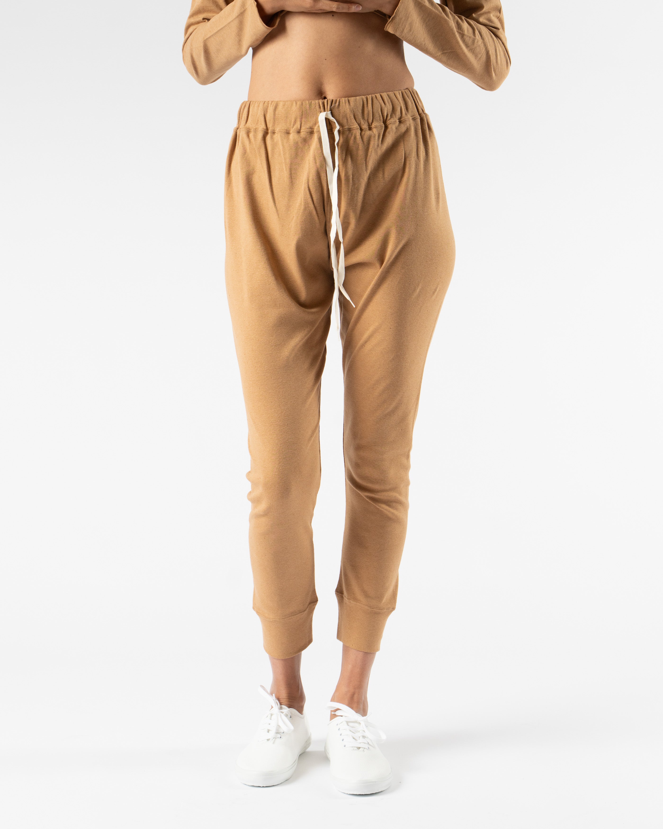 Ichi Antiquités Undyed Rib Pants in Camel