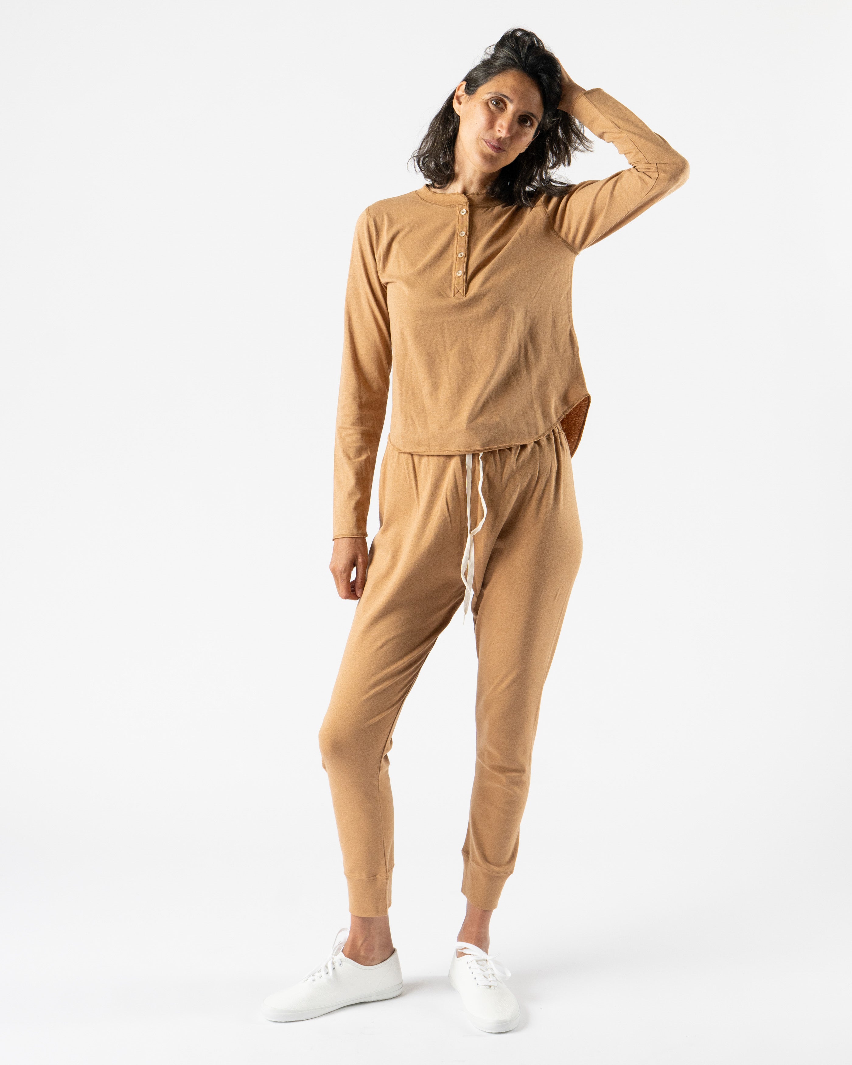 Ichi Antiquités Undyed Rib Pants in Camel