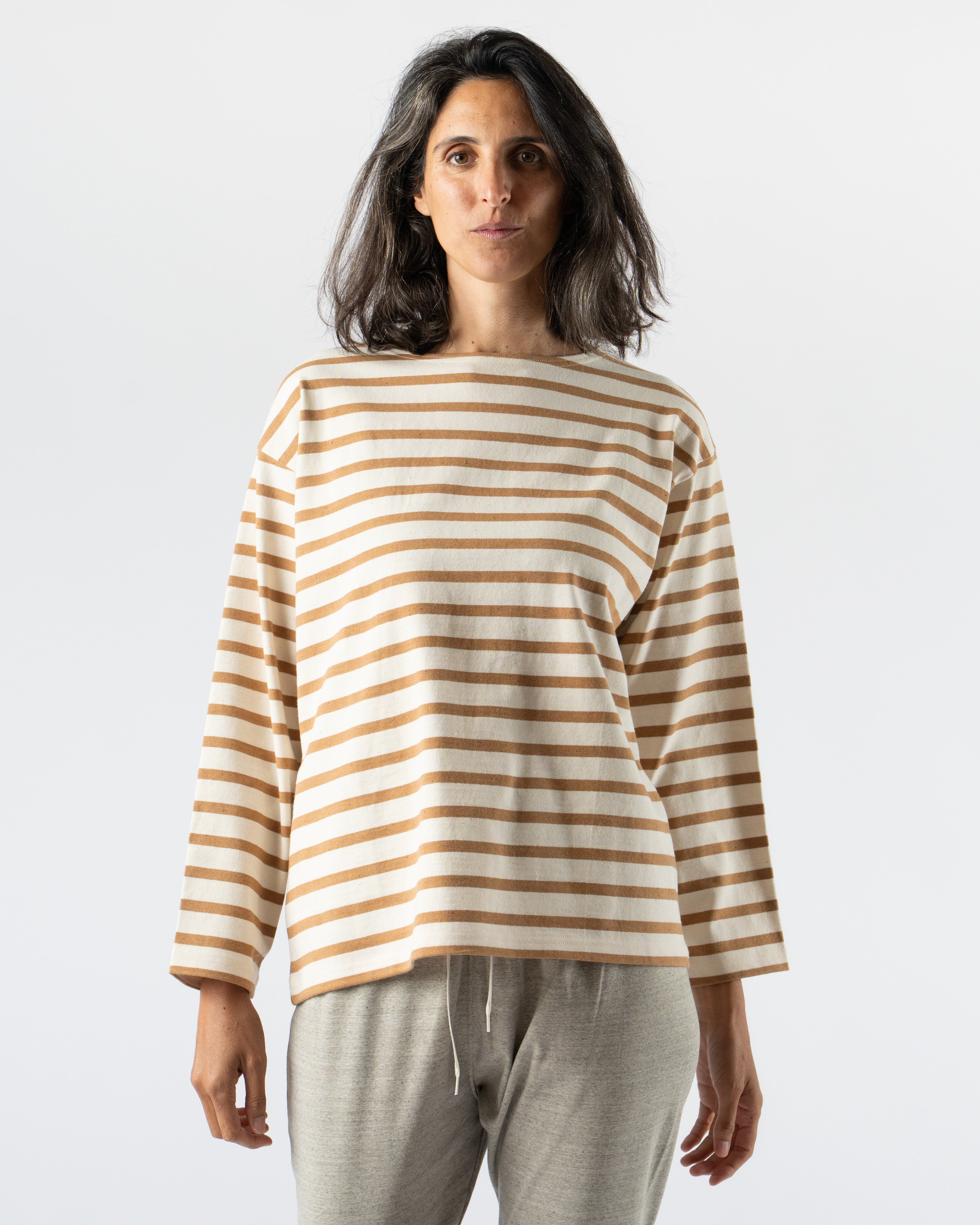 Ichi Antiquités Undyed Stripes Cotton Pullover