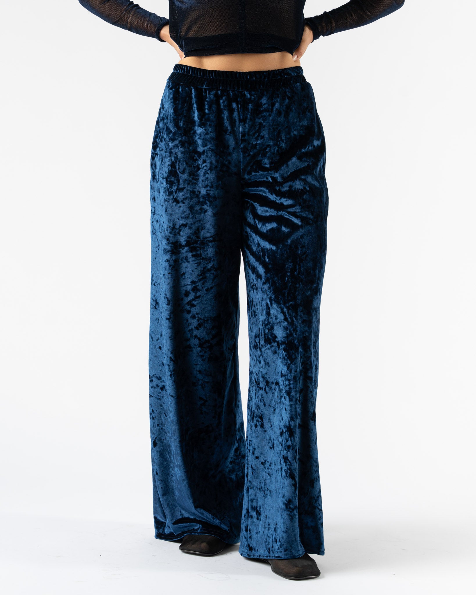 Simone Wild Velvet Pocket Pants in Navy