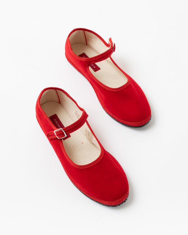 Vibi Venezia Mary Jane Velvet Furlana in Rosso