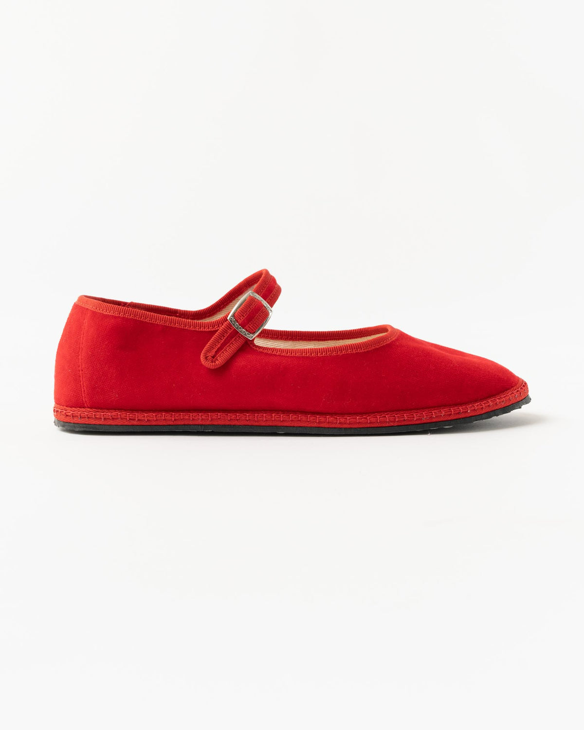 Vibi Venezia Mary Jane Velvet Furlana in Rosso Curated at Jake and Jones
