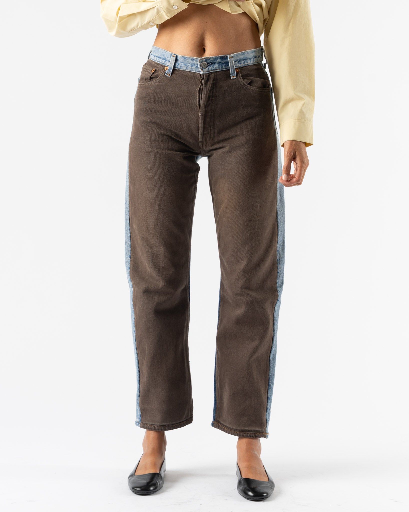 B Sides Vintage Straight Rework Halfsie in Vintage Brown/Indigo