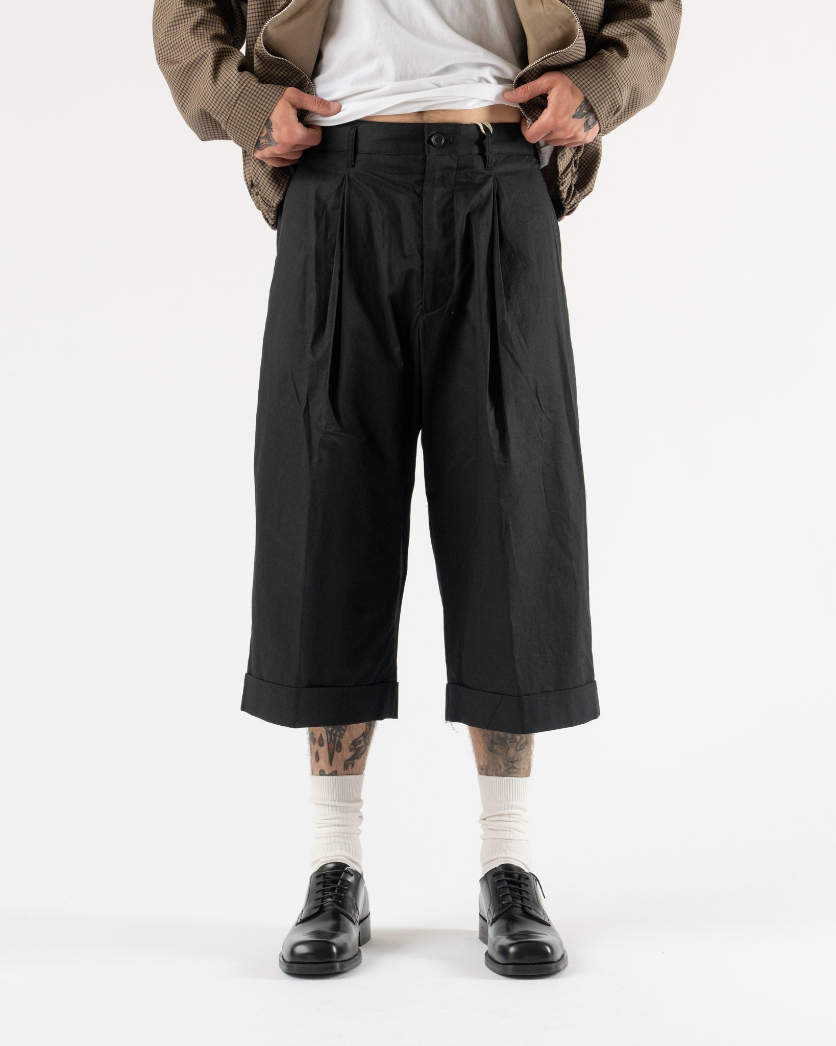 Engineered Garments WP 3/4 Pant in Black High Count Twill