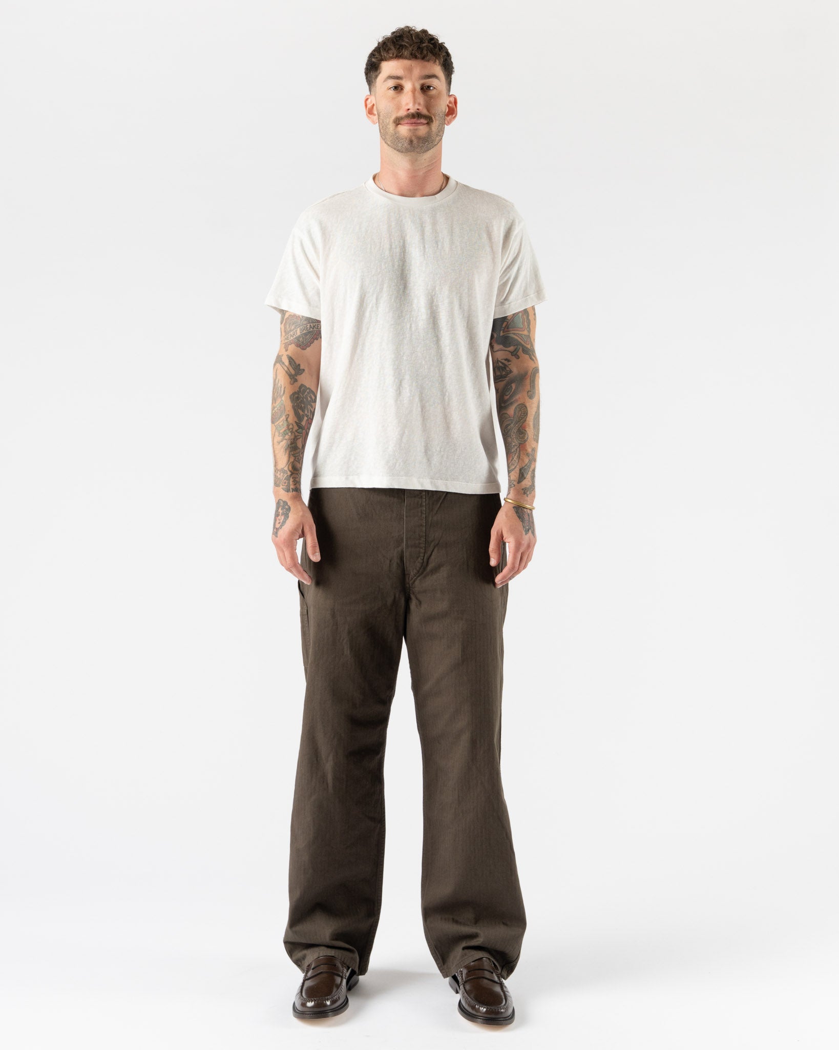 orSlow Wide Fit French Work Pants in Coffee Brown