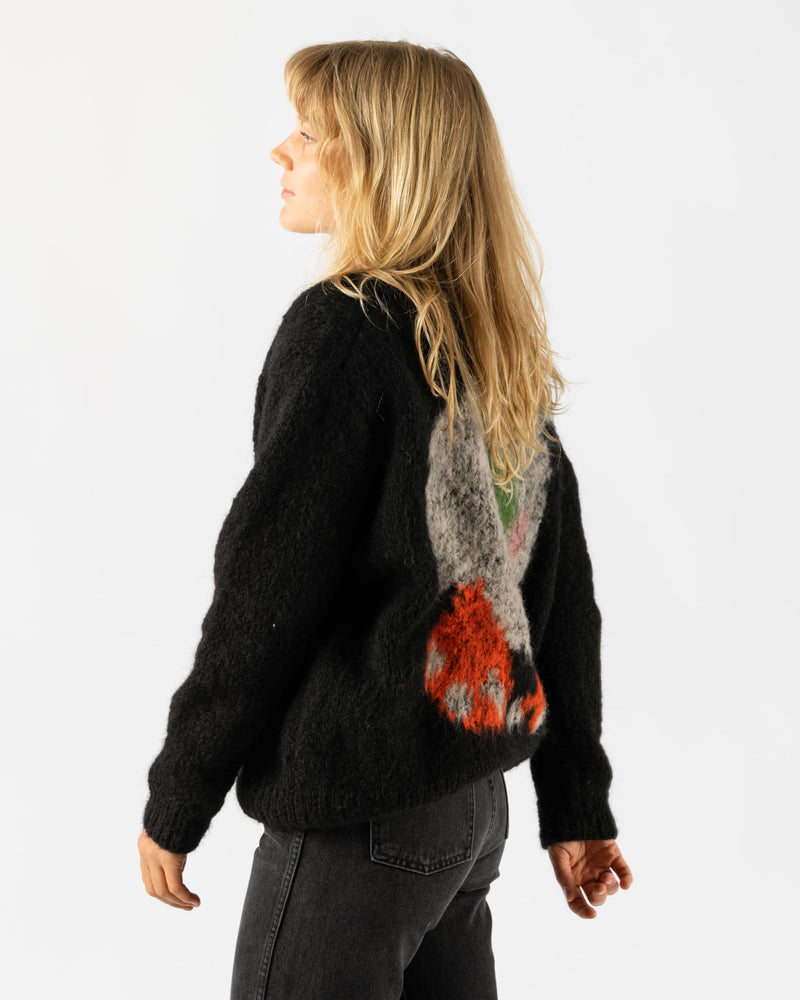 Wild Animals Duck Pigeon Black Cardigan