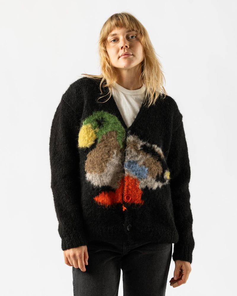 Wild Animals Duck Pigeon Black Cardigan