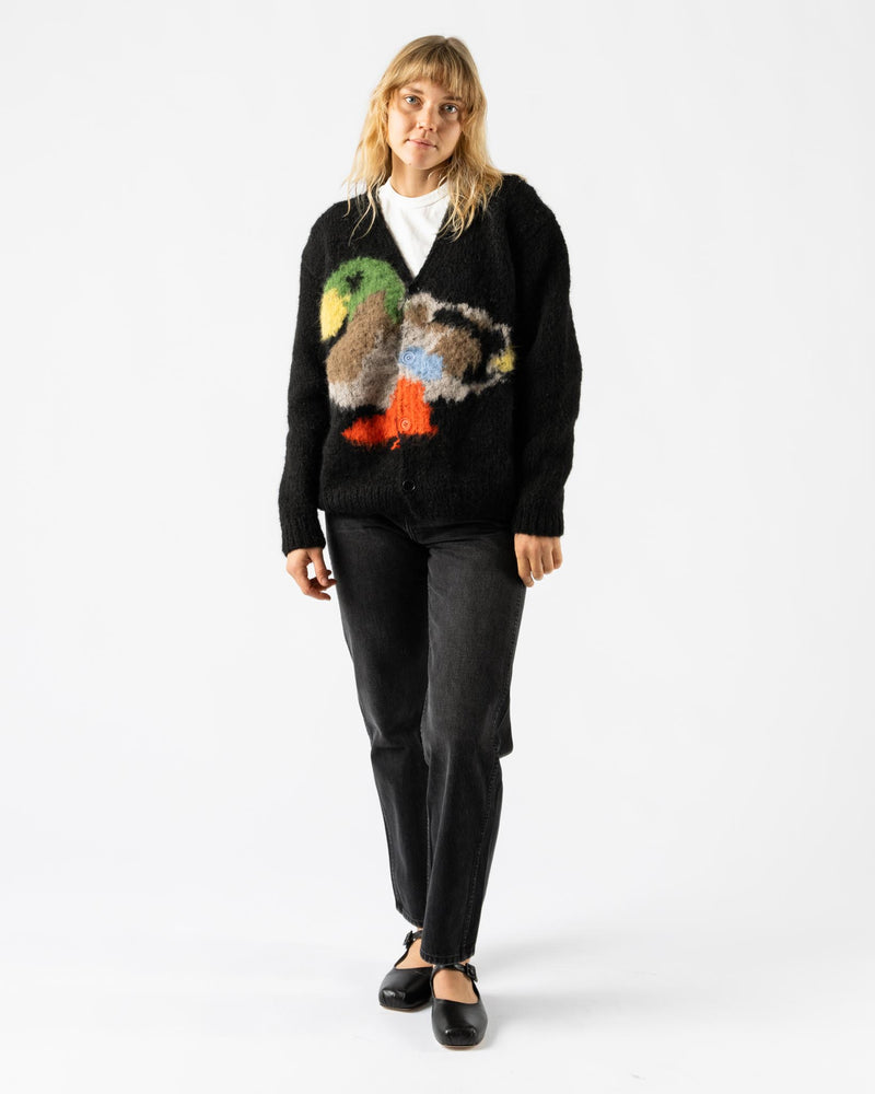 Wild Animals Duck Pigeon Black Cardigan