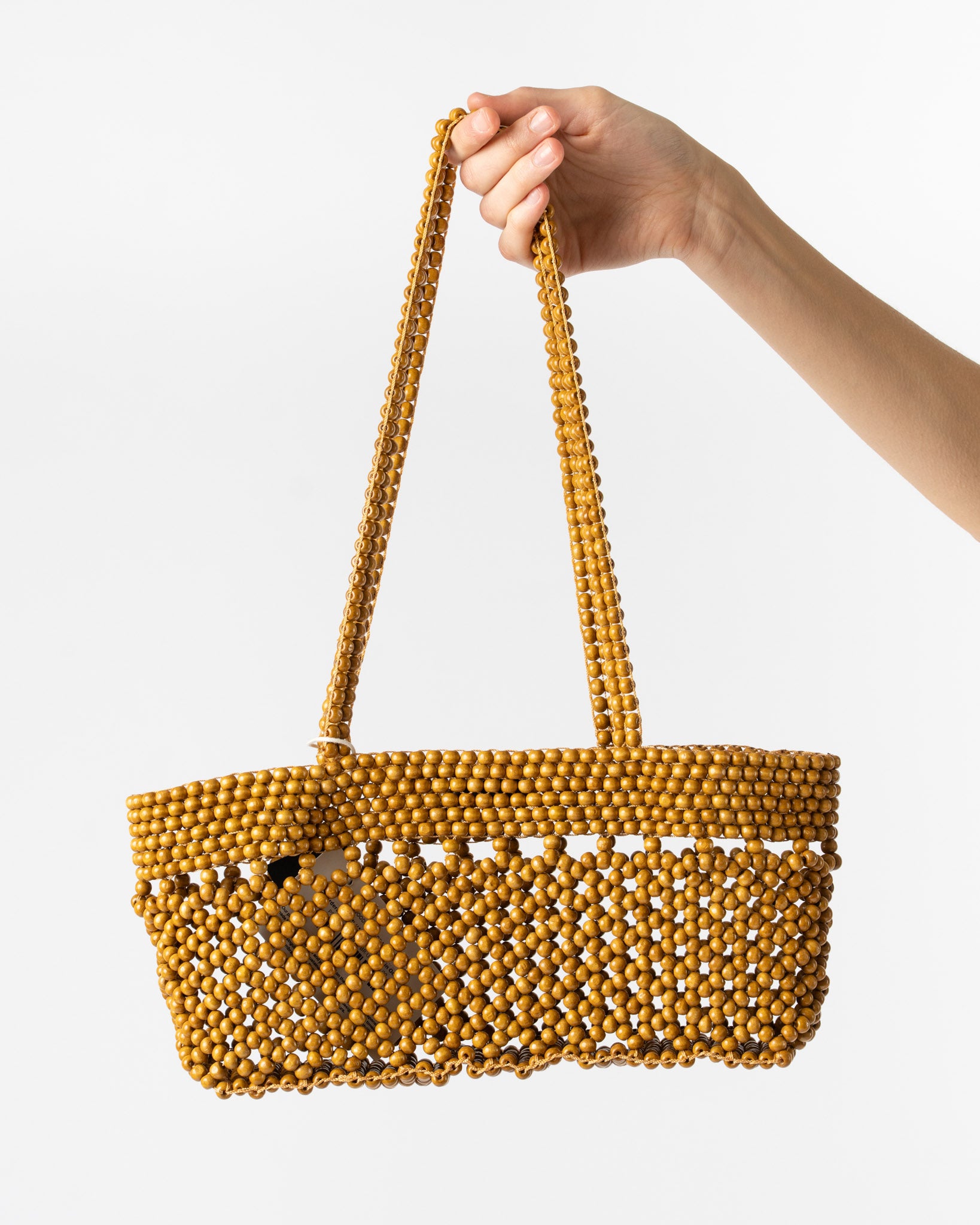 Cordera Wooden Beads Mini Bag in Ochre