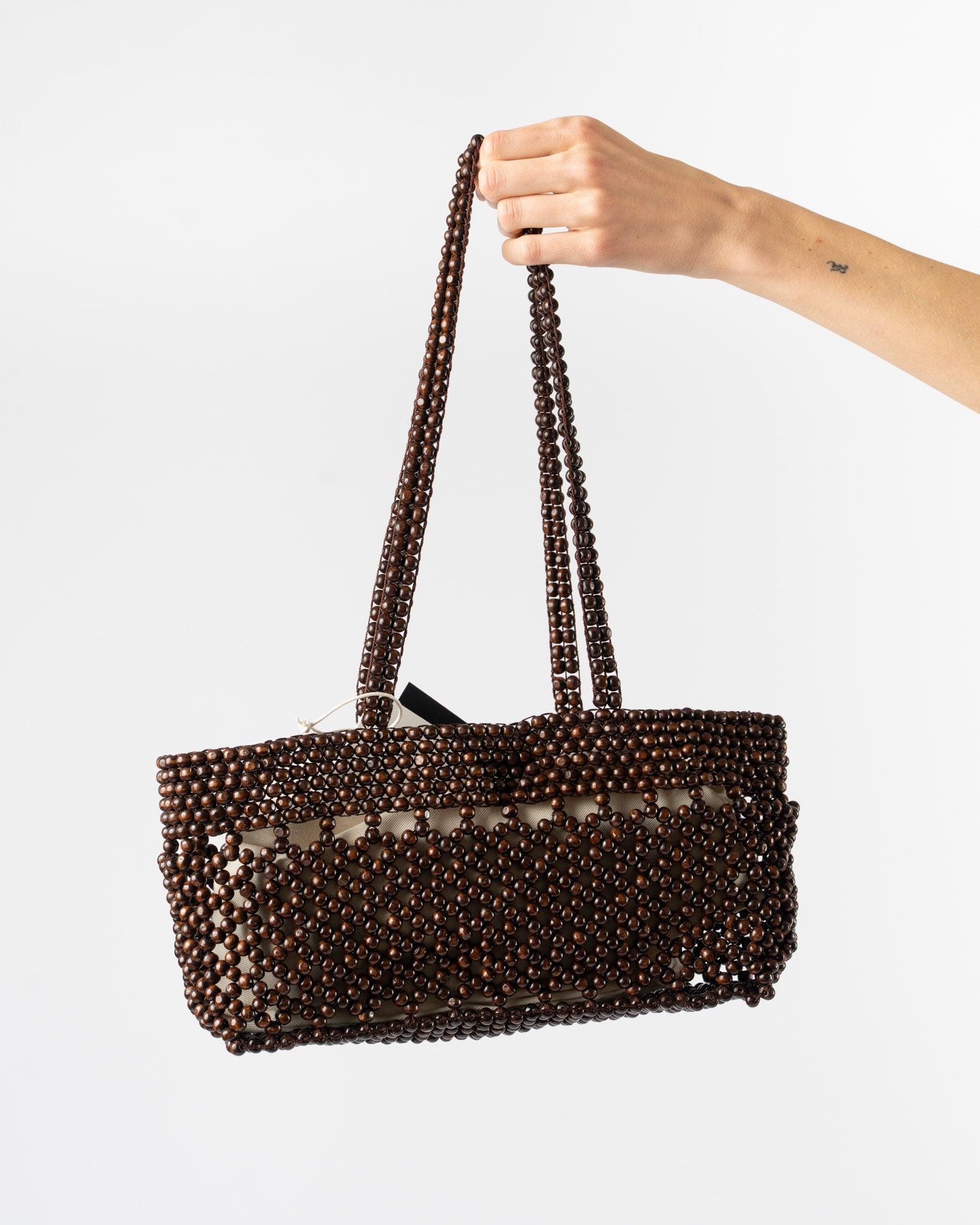 Cordera Wooden Beads Mini Bag in Brown
