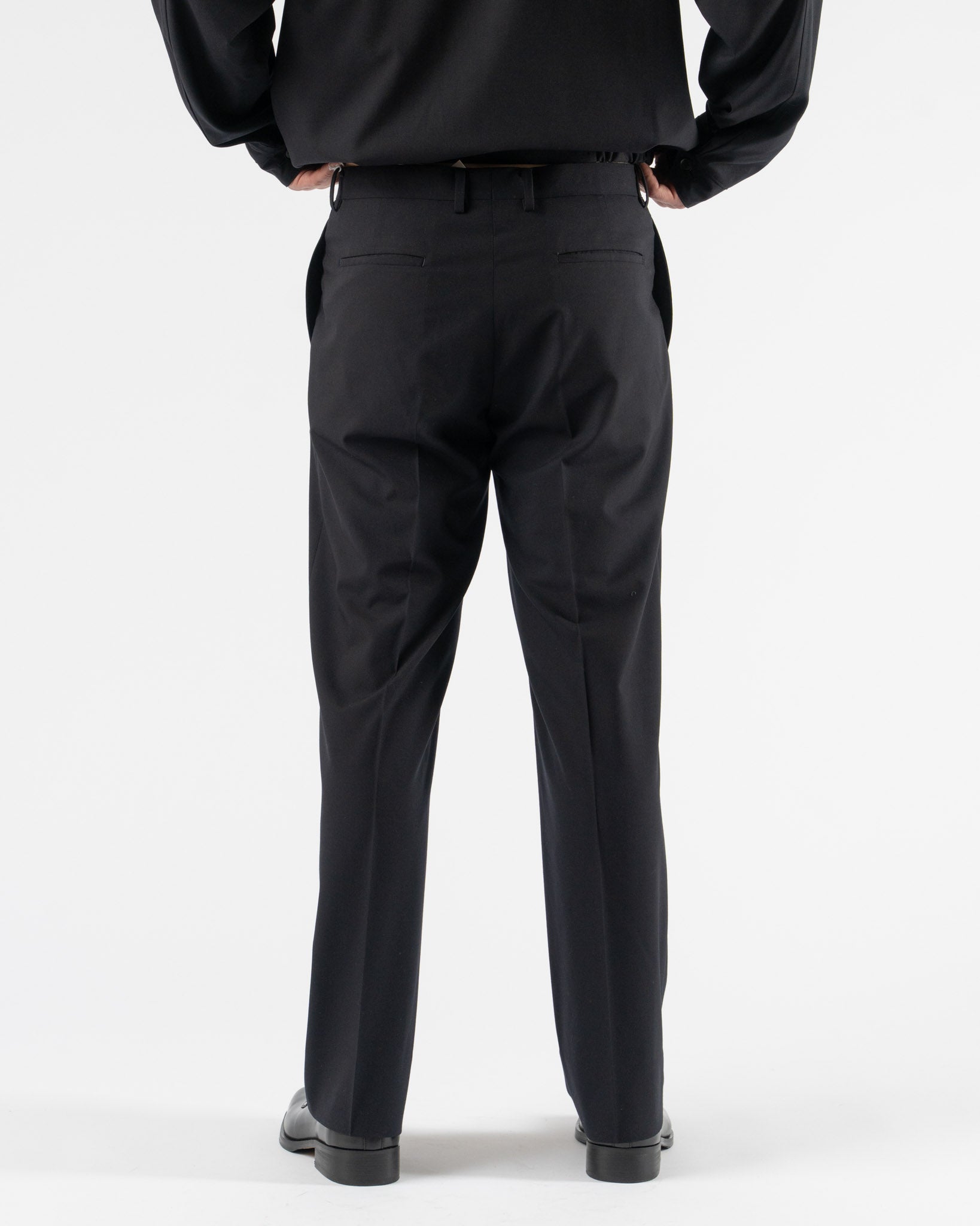 Kaptain Sunshine Wool Poplin Neutral Slacks in Navy Curated at