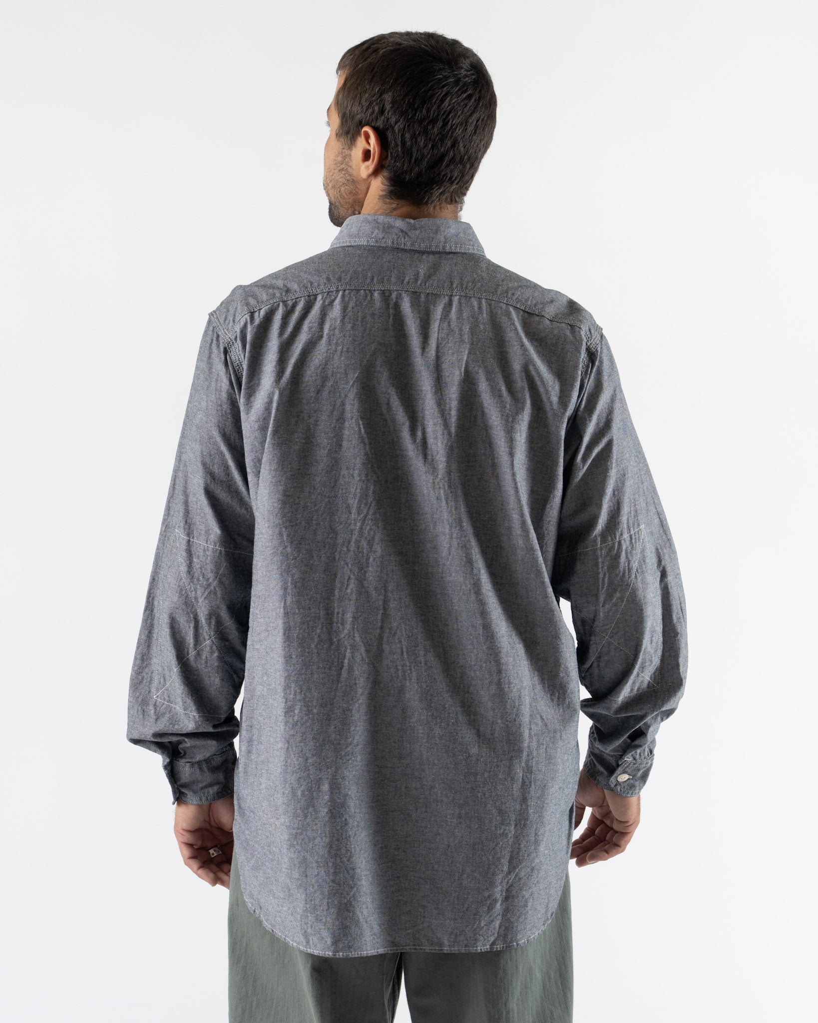 Engineered Garments Work Shirt in Grey Cotton Chambray