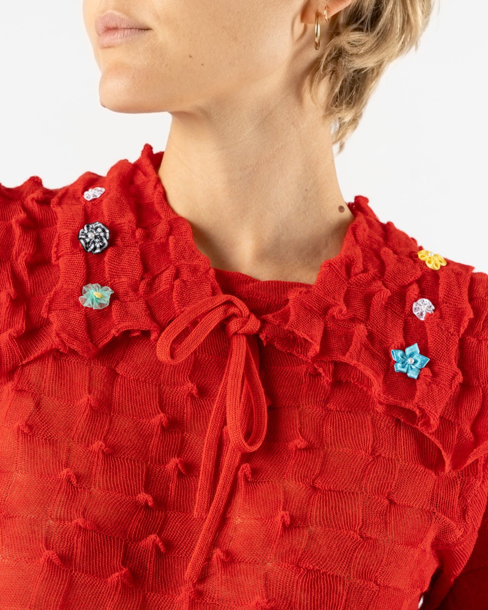 YanYan Borlor Sailor LS Crop Pullover in Red