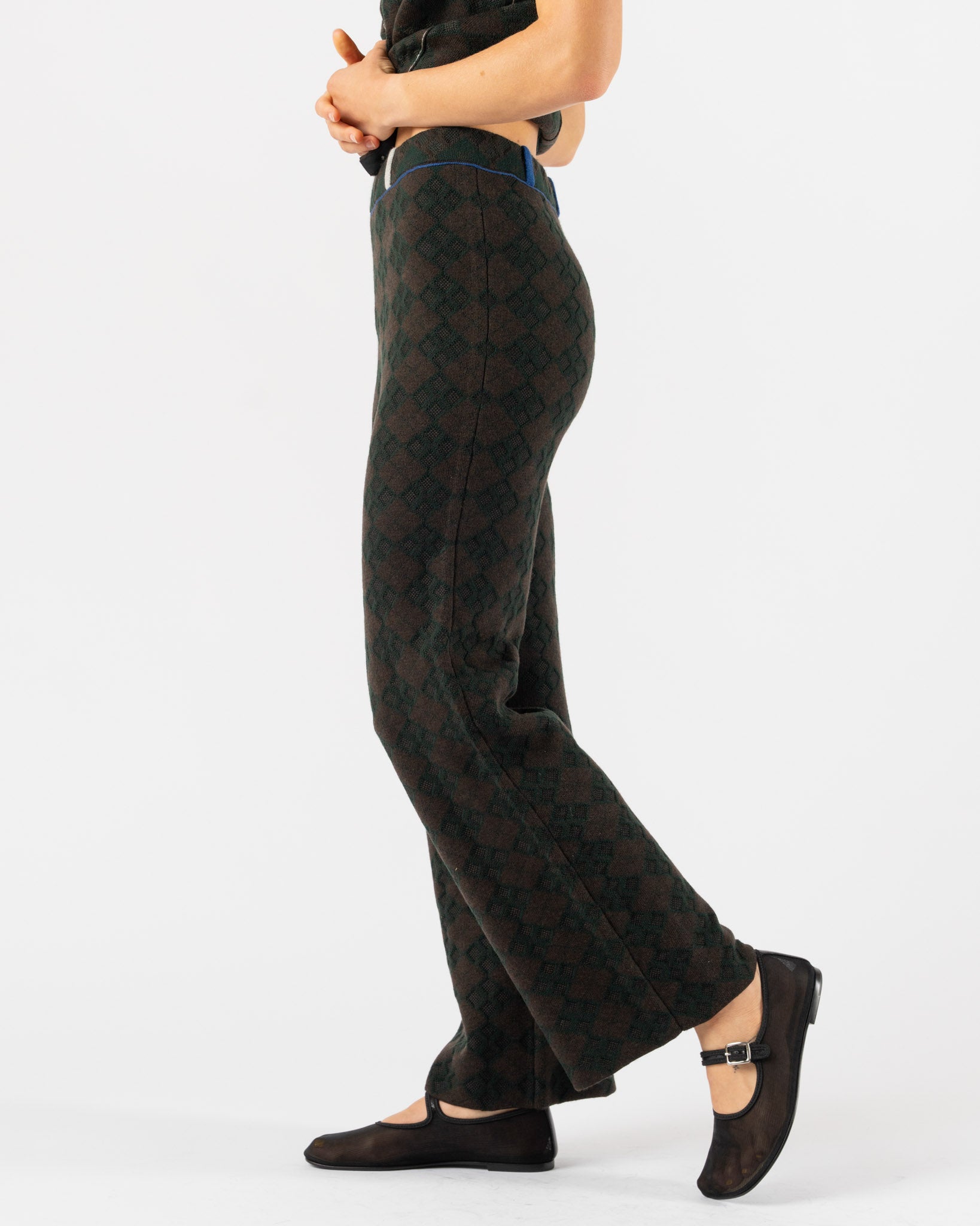 YanYan Argyle Pant in Brown/Green