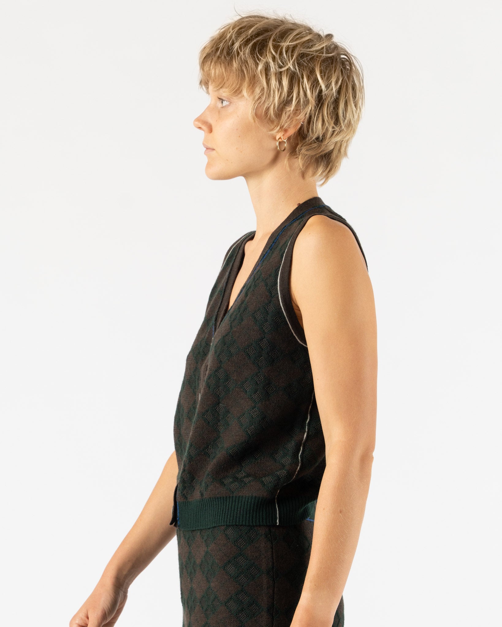 YanYan Argyle Waistcoat in Brown/Green