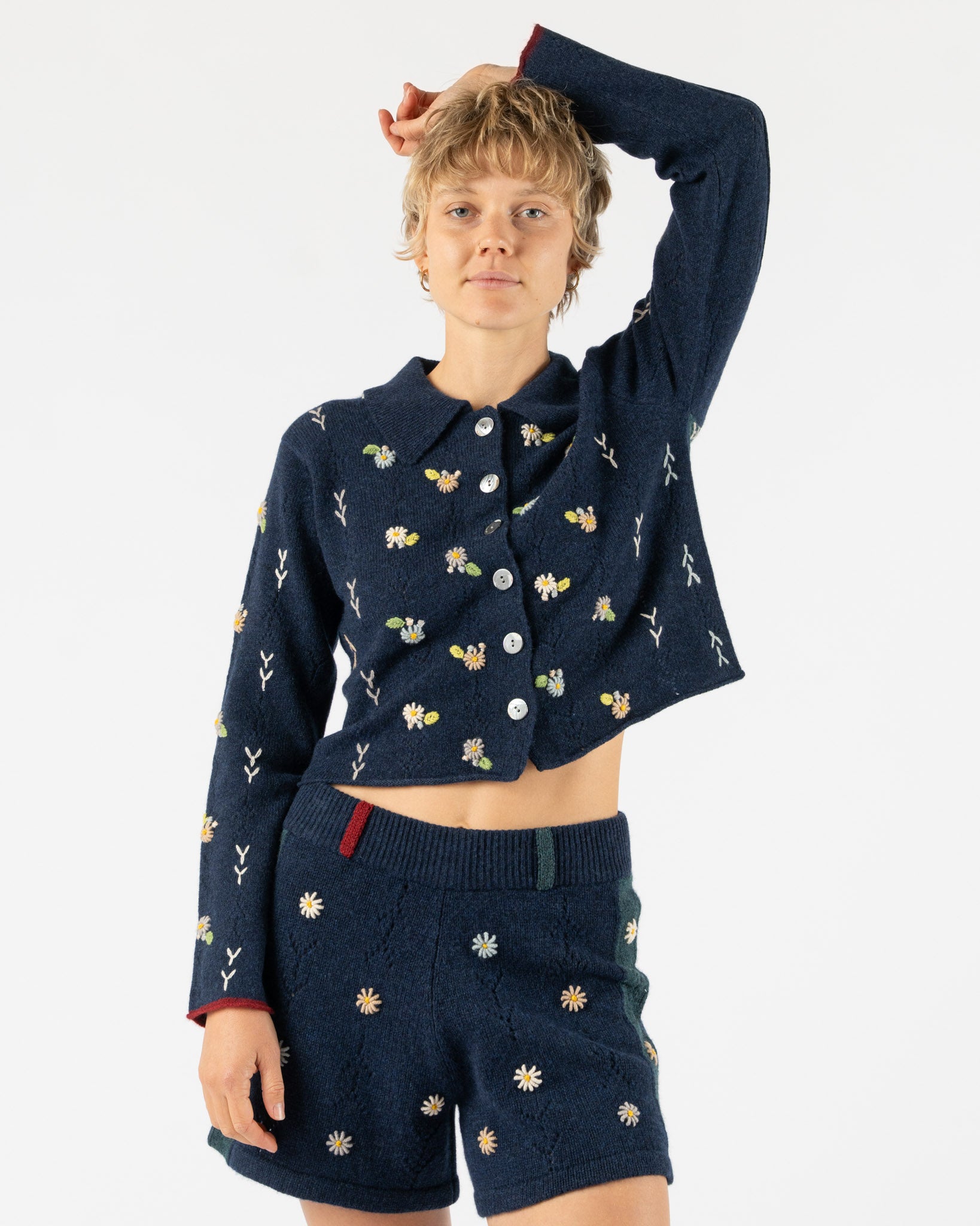 YanYan Daisy Box Short in Navy