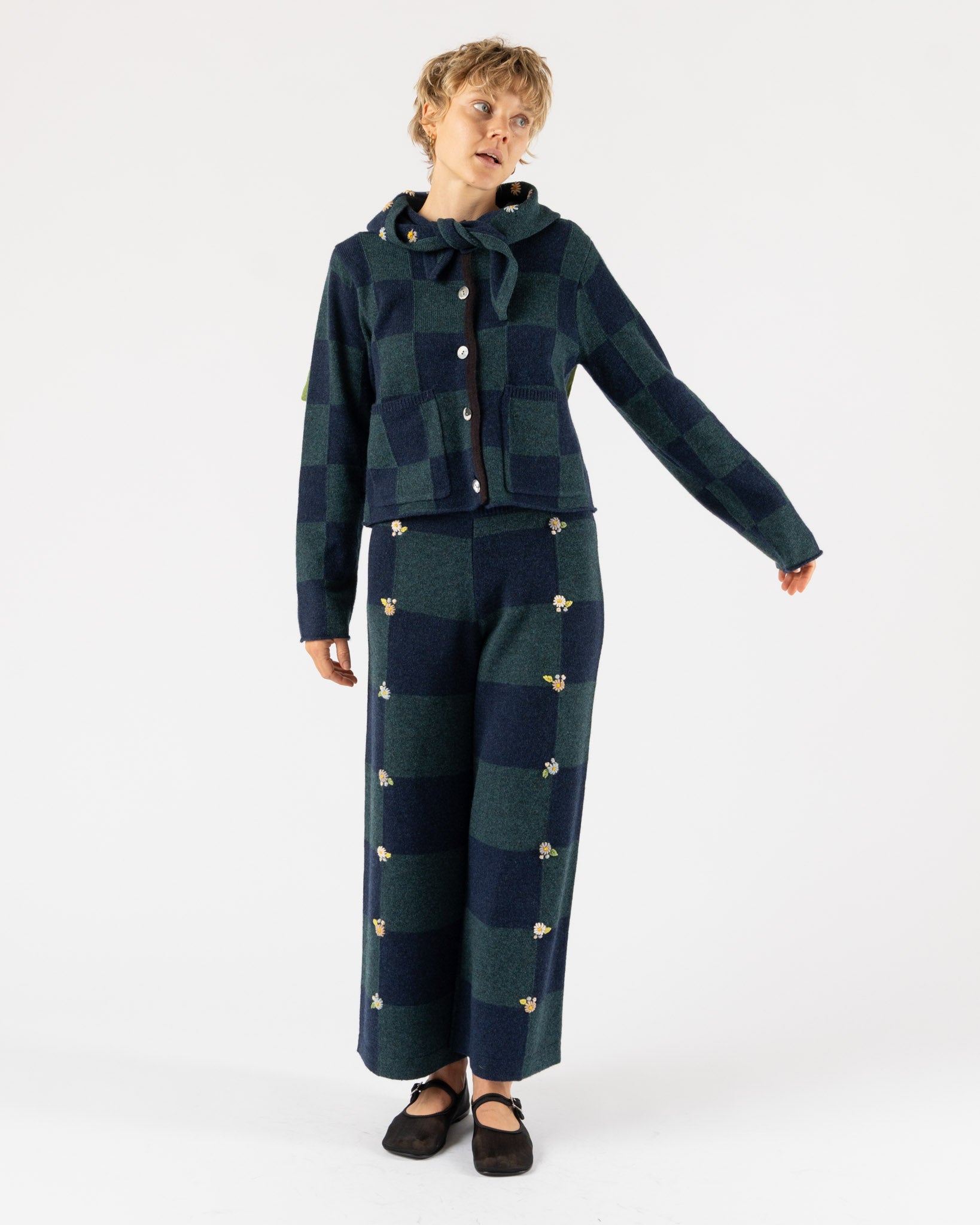 YanYan Daisy Boxy Jacket with Removable Hood in Navy