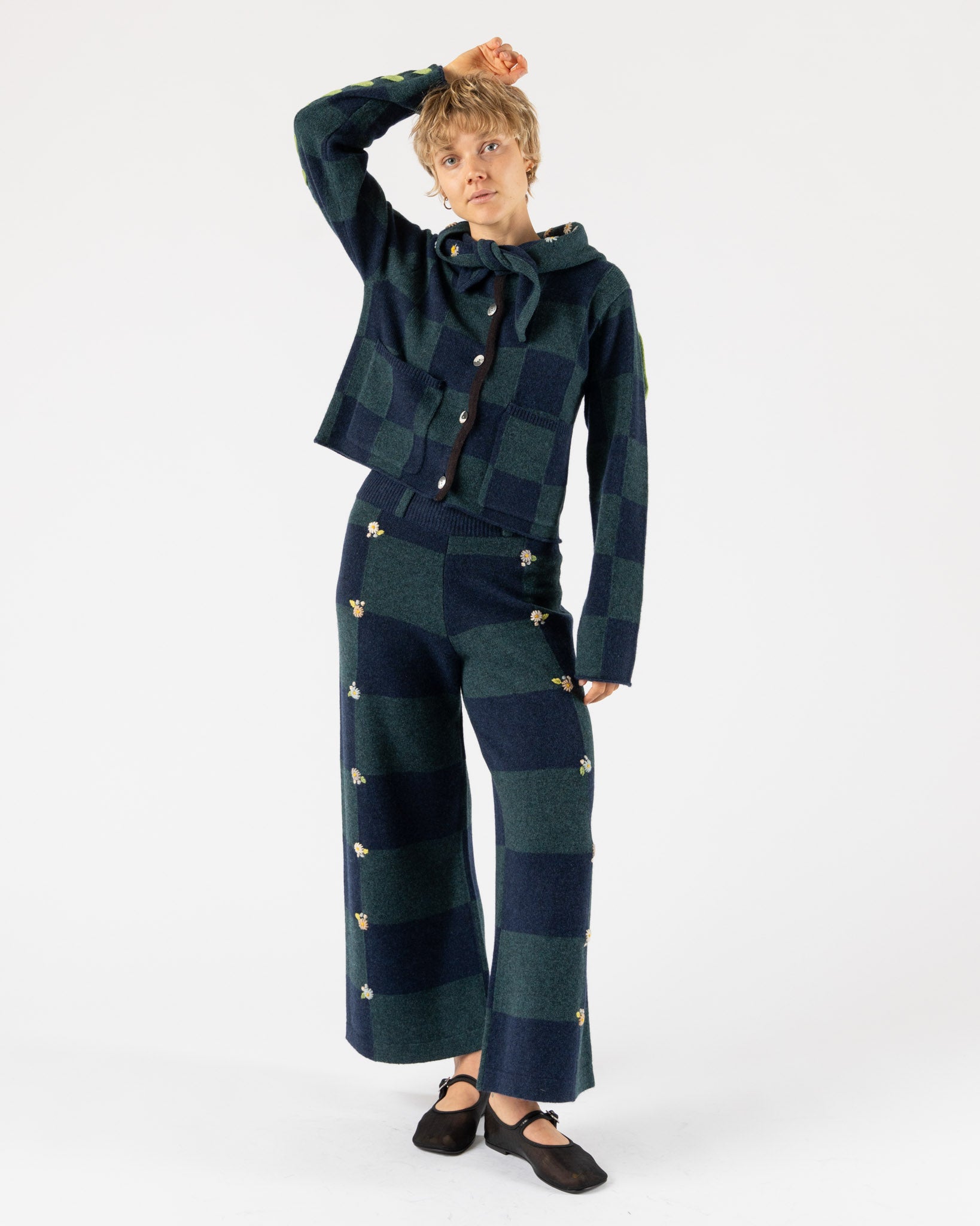 YanYan Daisy Boxy Jacket with Removable Hood in Navy