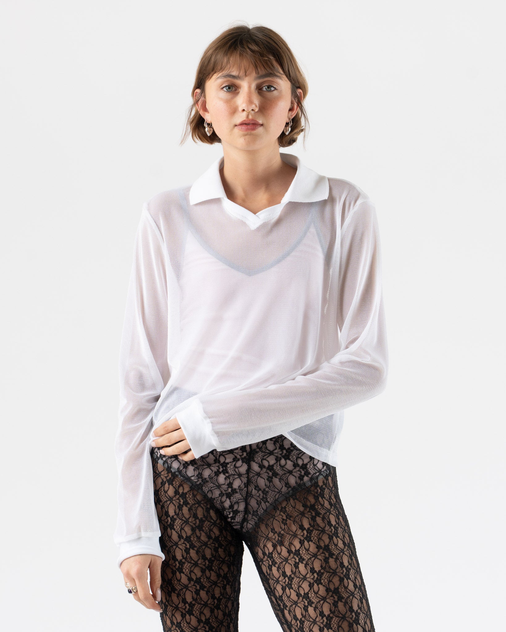 Simone Wild Mesh Velvet Trikot in White