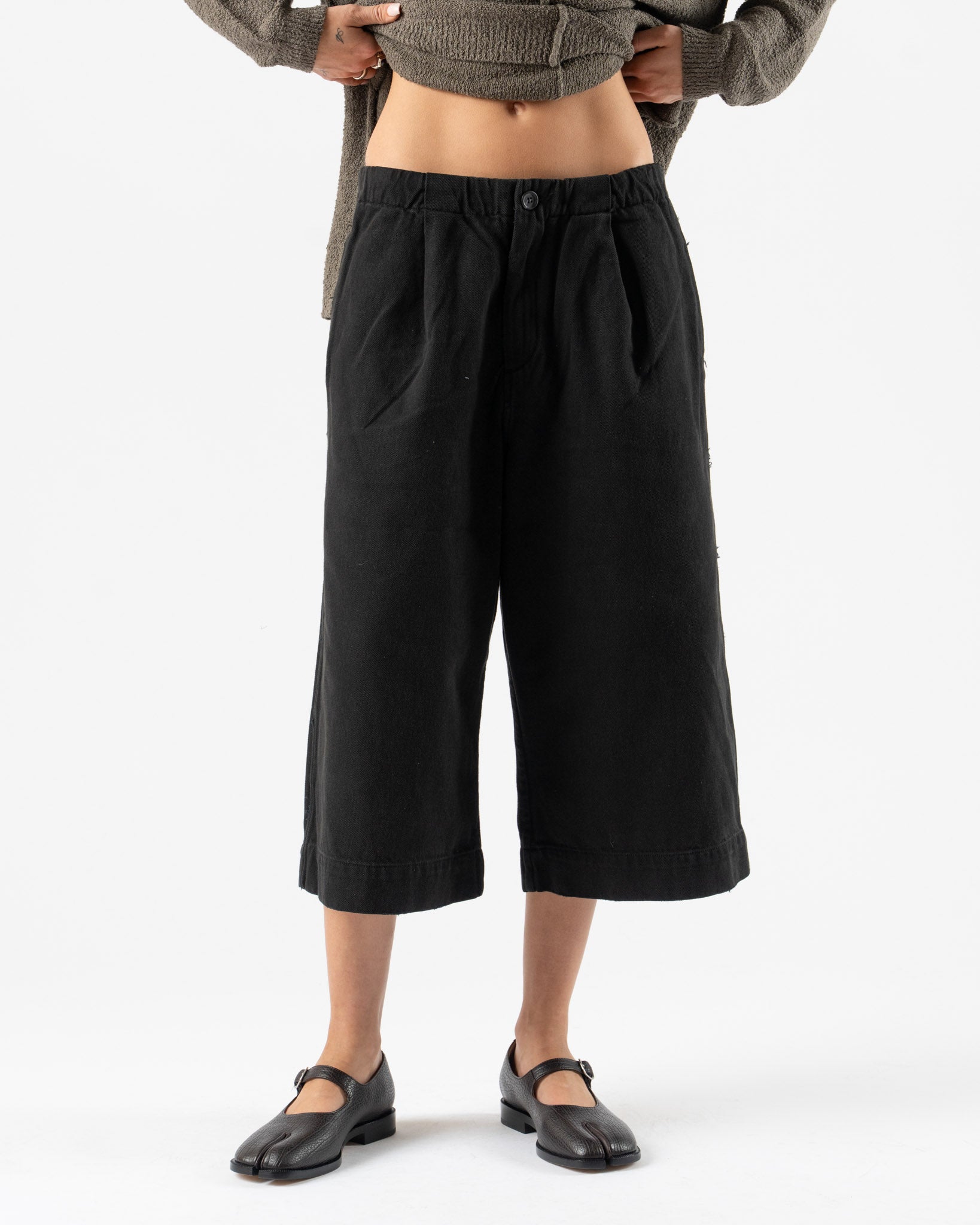 Lauren Manoogian Washed Crop Trouser in Black