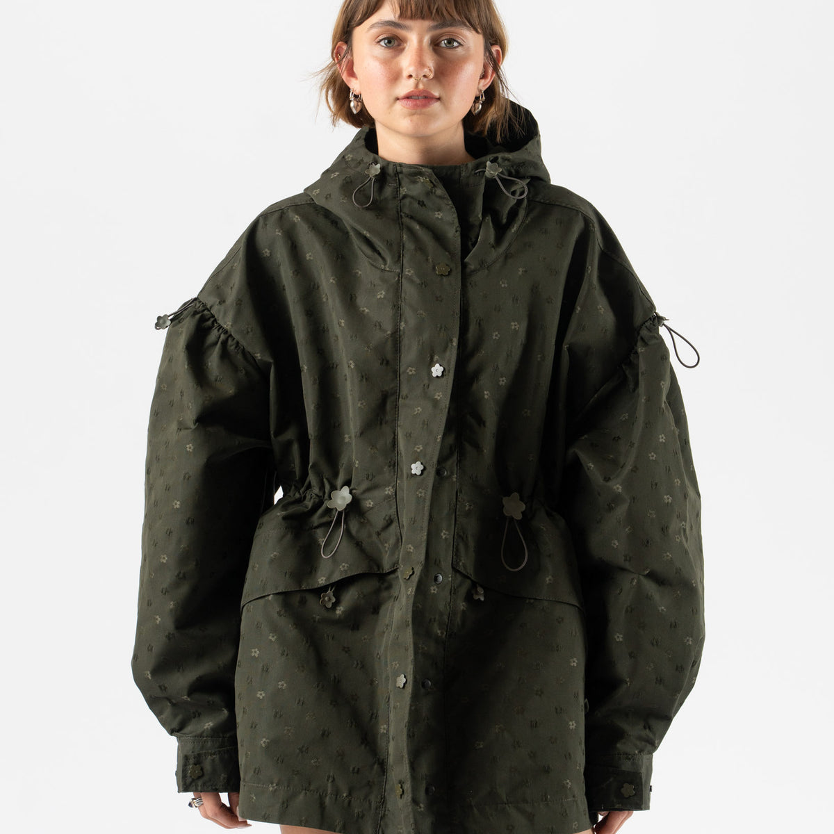 Cecilie Bahnsen Dennon Jacket Olive Iris Jacquard Curated at Jake 