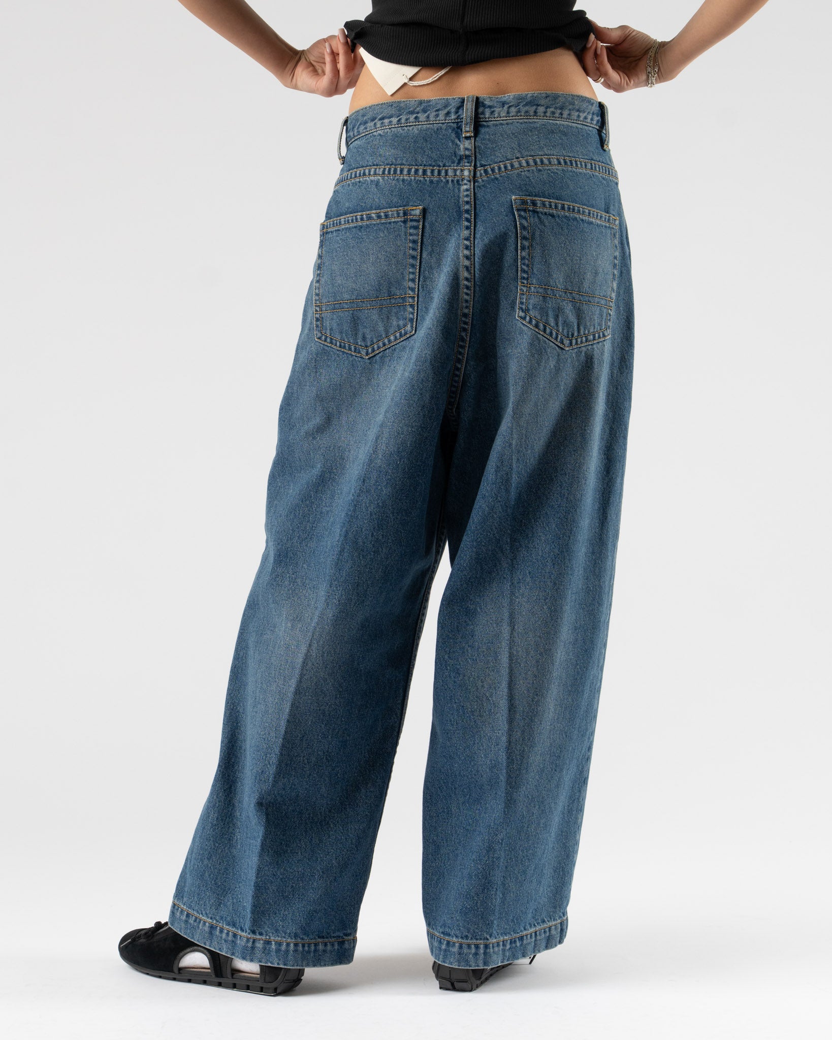 未使用 RhodolirioN 90'LOOSE STRAIGHT PANTS Rhodolirion 90'Loose Straight Pant in Indigo Denim Curated at Jake