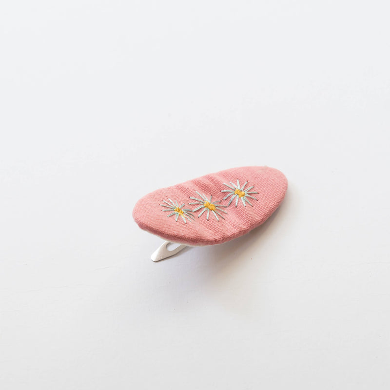 Tangle Shiny Stars Embroidered Hair Snap Clips in Coral Pink