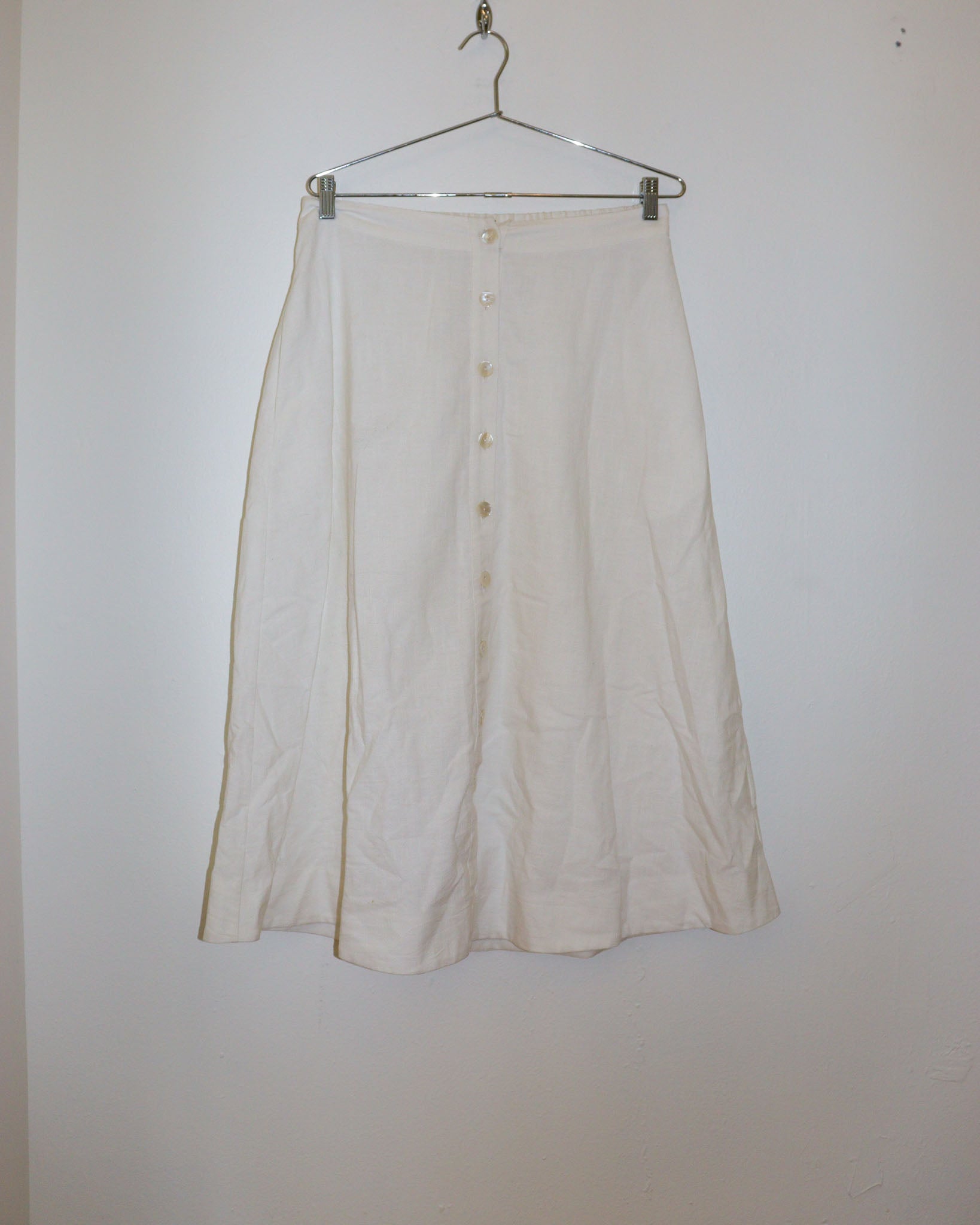 Pre-owned: Aish India Cotton Skirt in White