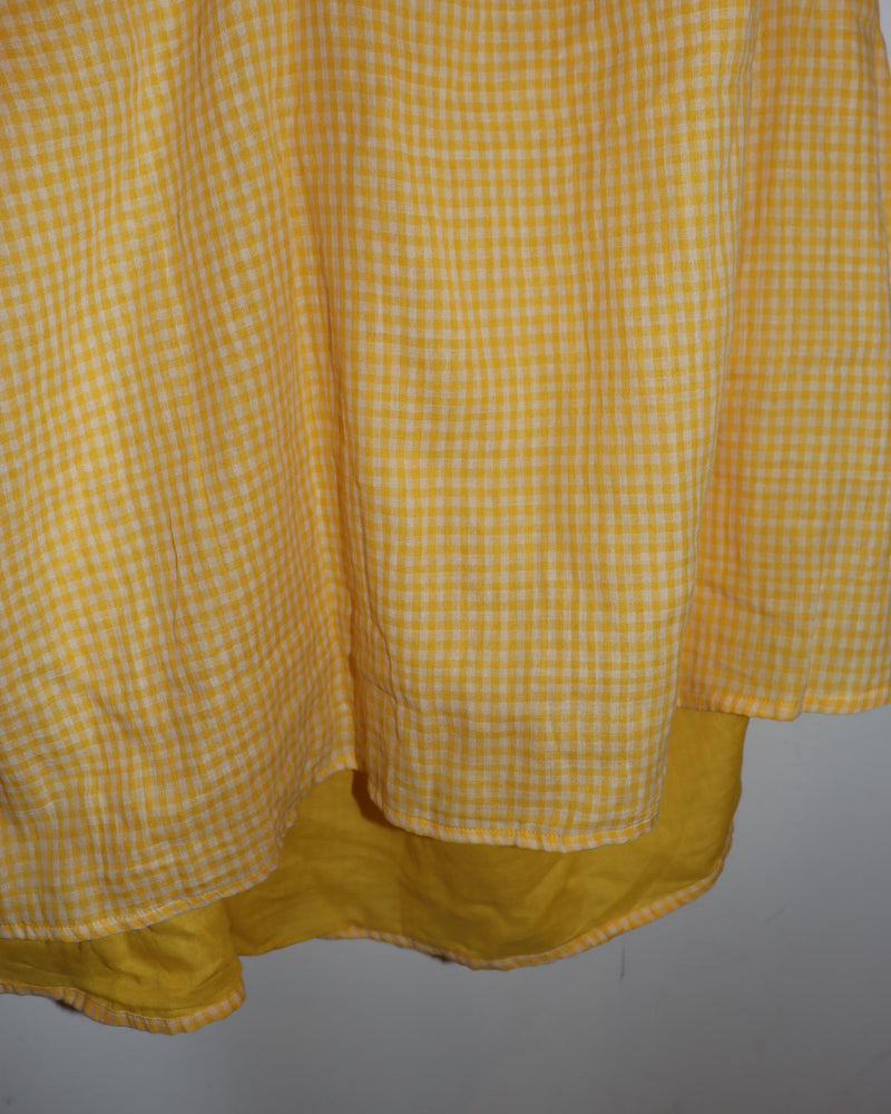 Pre-owned: Aish India Plaid Longsleeve Blouse in Yellow