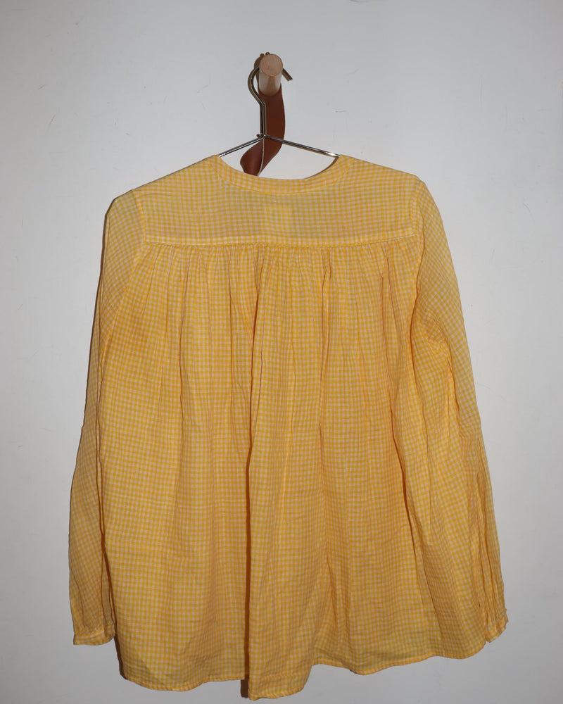 Pre-owned: Aish India Plaid Longsleeve Blouse in Yellow