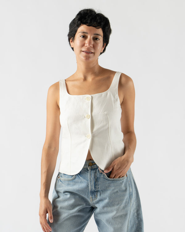 Alex Mill Luna Vest in Linen Off White