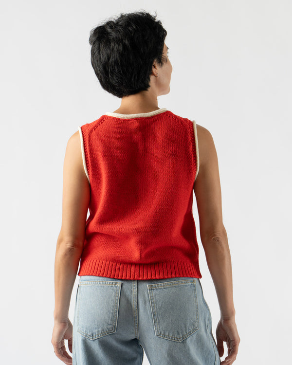 Alex Mill Bridget Tipped Vest in Red/Ivory