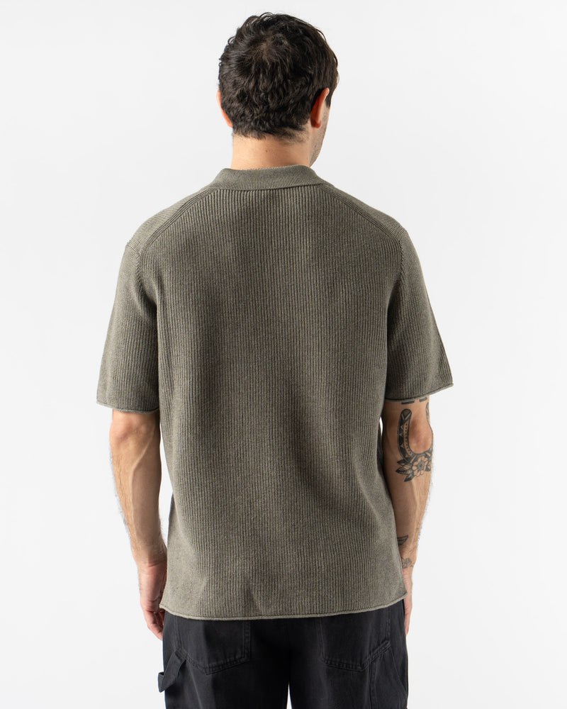 Alex Mill Jayce Polo In Cotton Linen Heather Olive