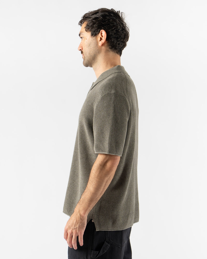 Alex Mill Jayce Polo In Cotton Linen Heather Olive