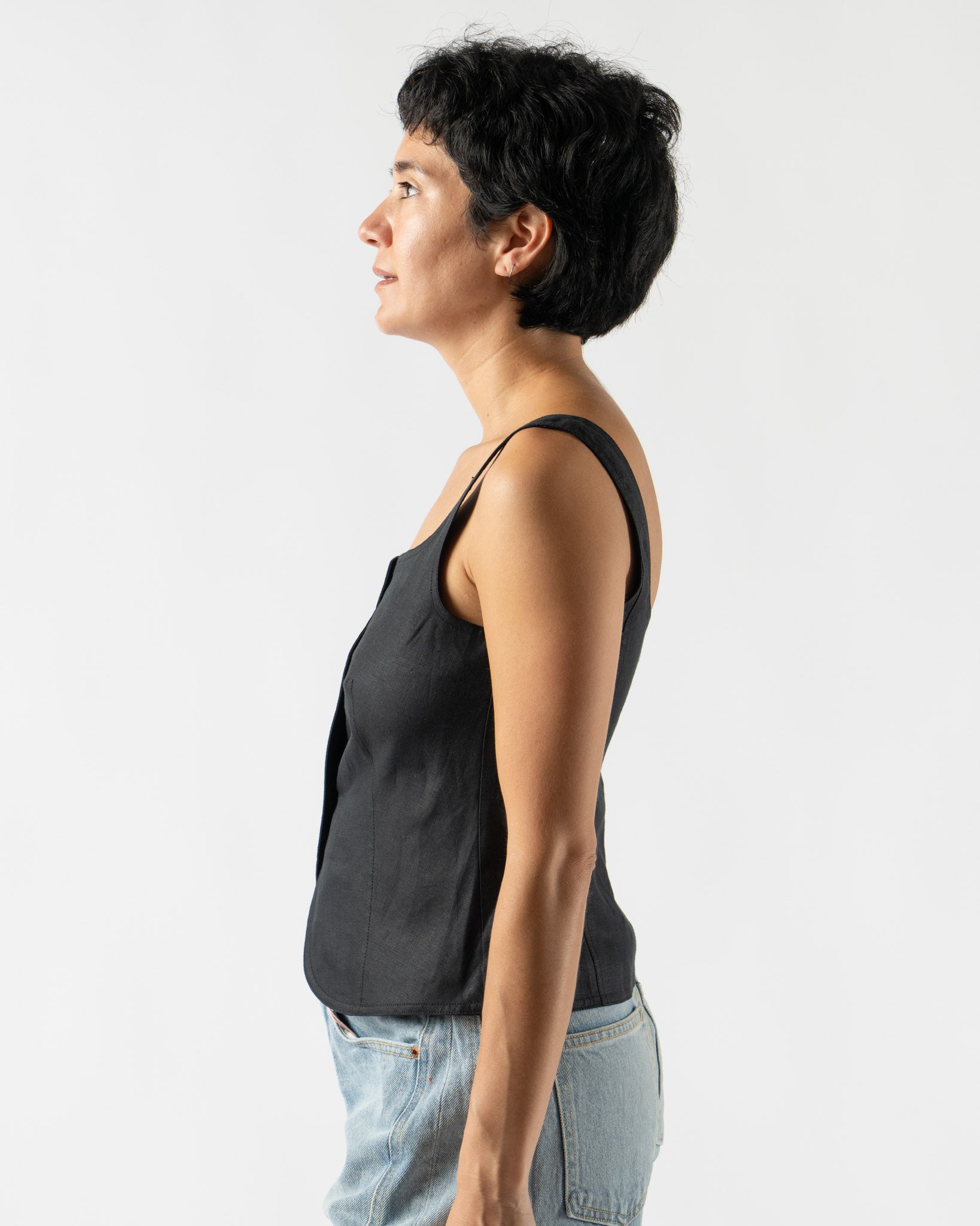 Alex Mill Luna Vest in Linen Black