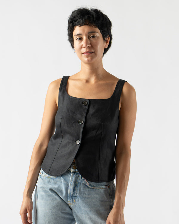Alex Mill Luna Vest in Linen Black