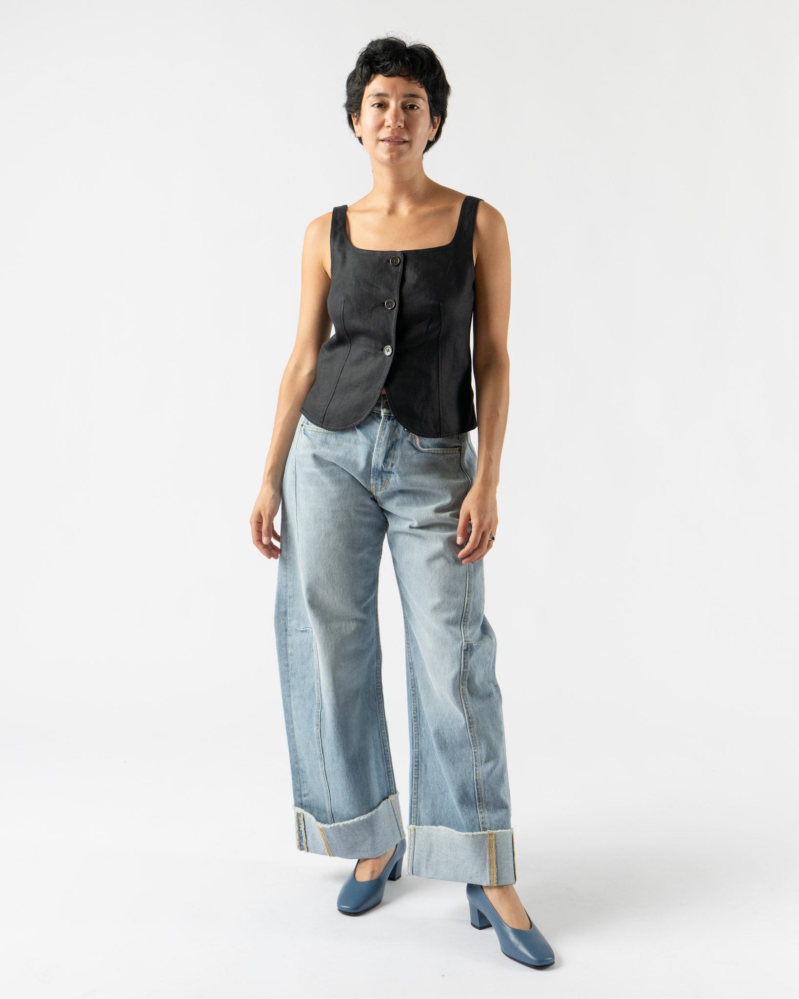 Alex Mill Luna Vest in Linen Black