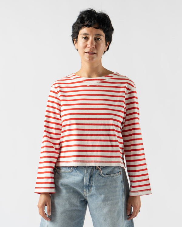 Alex Mill Marseille Striped Boatneck Tee in Red/Ivory