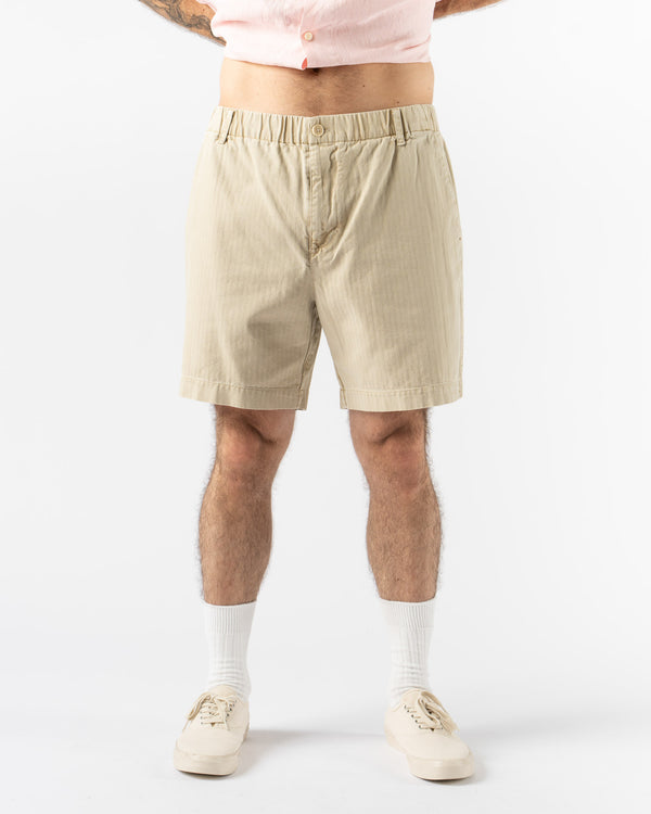 Alex Mill Pull On Short in Cotton Herringbone Stoneware