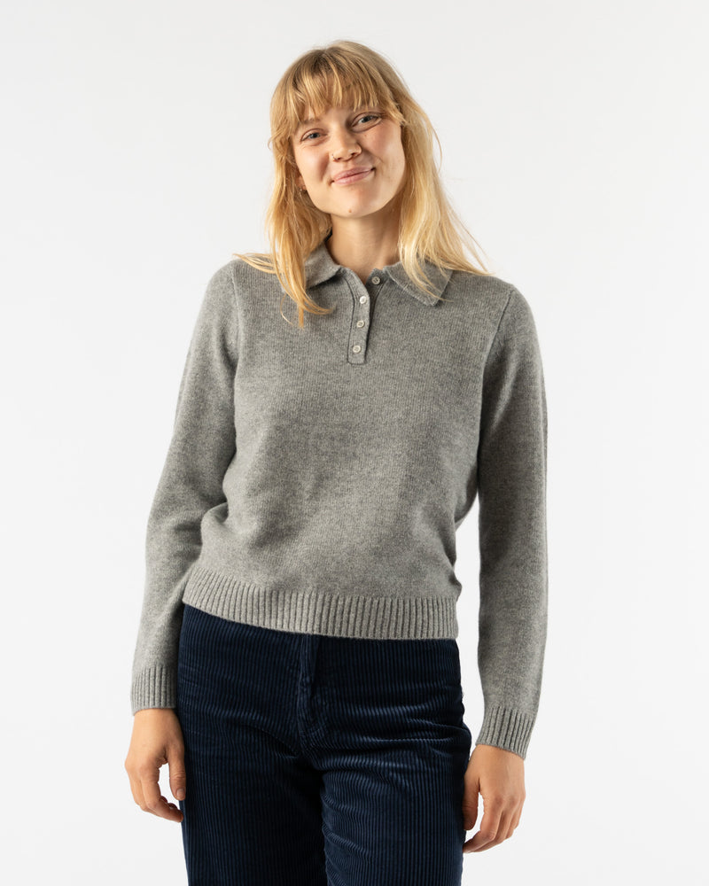 Alex Mill Cashmere Alice Polo Sweater in Heather Grey