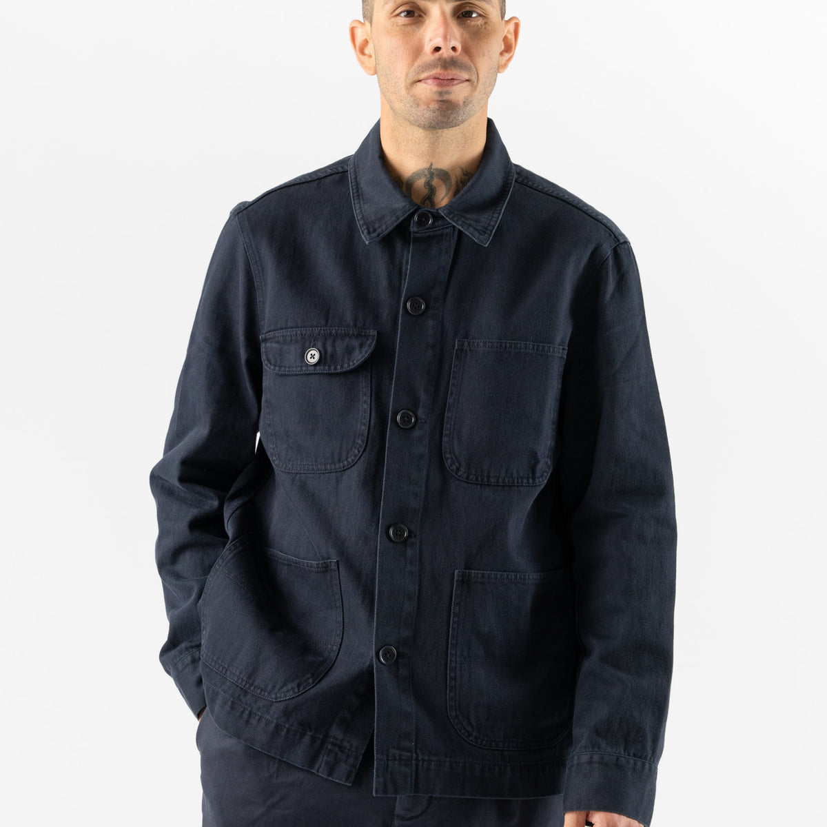 Alex Mill Garment Dyed Work Jacket in Dark Navy Curated at Jake 
