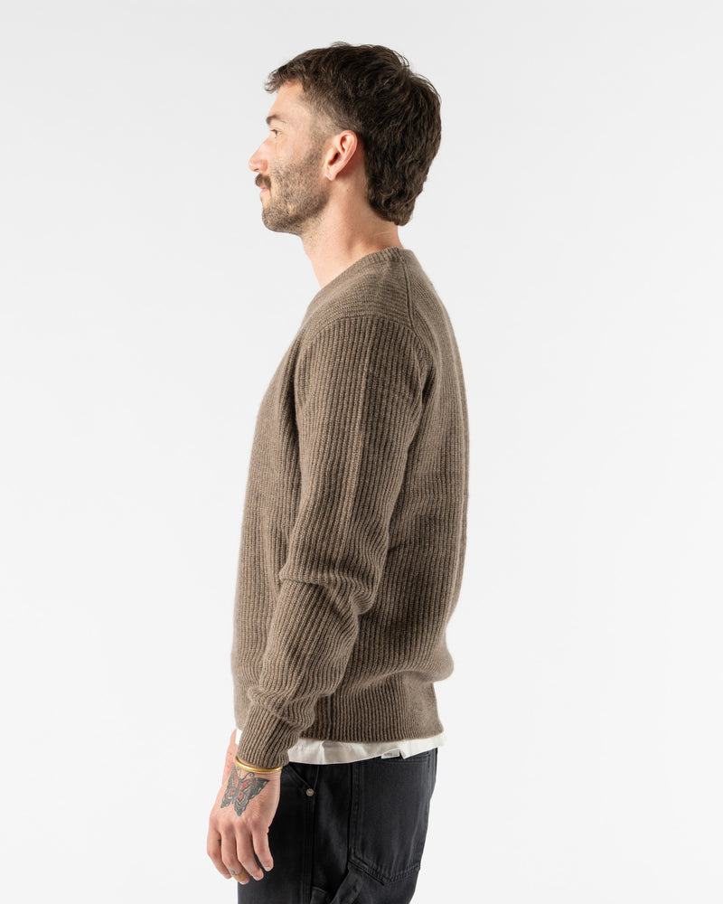 Alex Mill Marled Cashmere Jordan Sweater in Heather Walnut