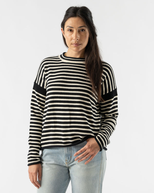 Alex Mill Mariner Striped Rollneck Sweater in Black/Ivory