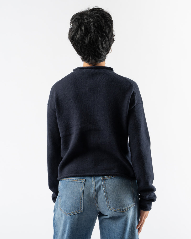 Alex Mill Taylor Rollneck Cardigan in Navy