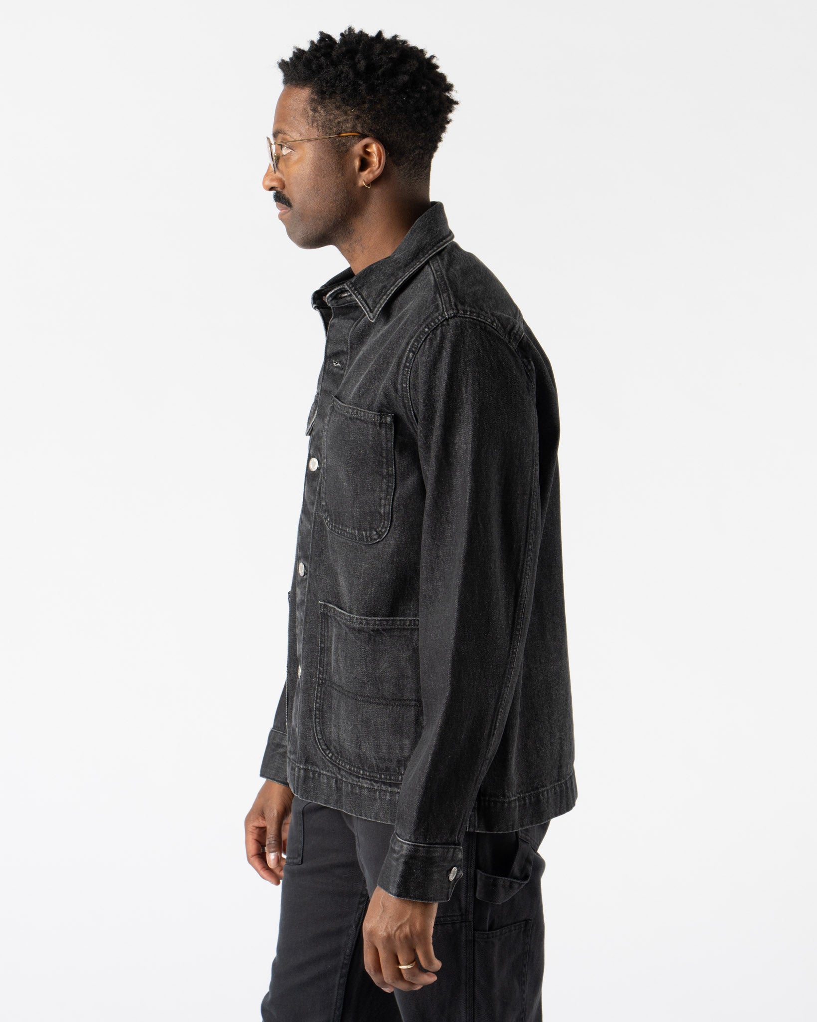 Alex Mill Work Jacket in Vintage Wash Denim Black