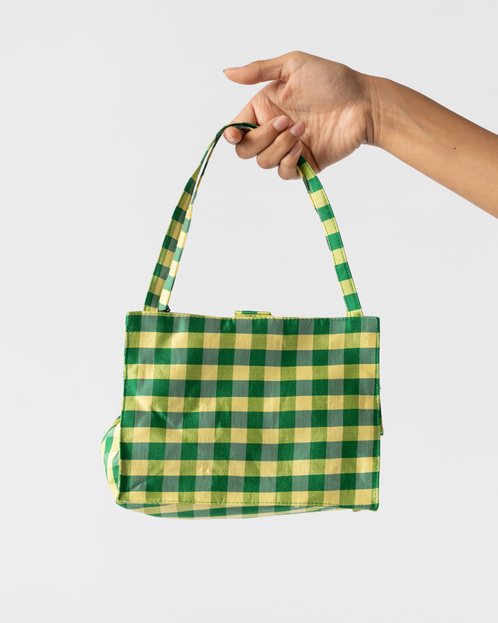 Coming of Age Mini Lady Bag in Gingham Green Yellow